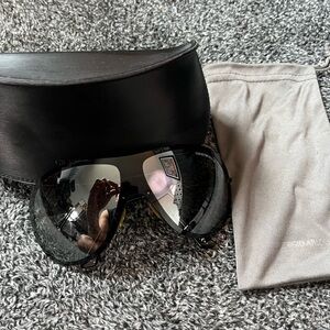 Giorgio Armani Men's Black Mirrored Shield Sunglasses